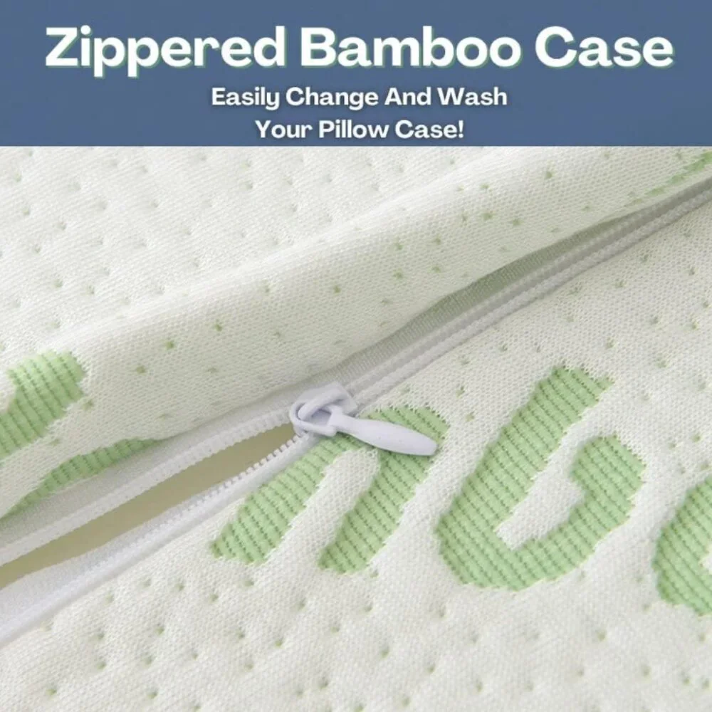 Bamboo‎ Shredded Memory Foam Pillow Hypoallergenic Washable Cover King Queen